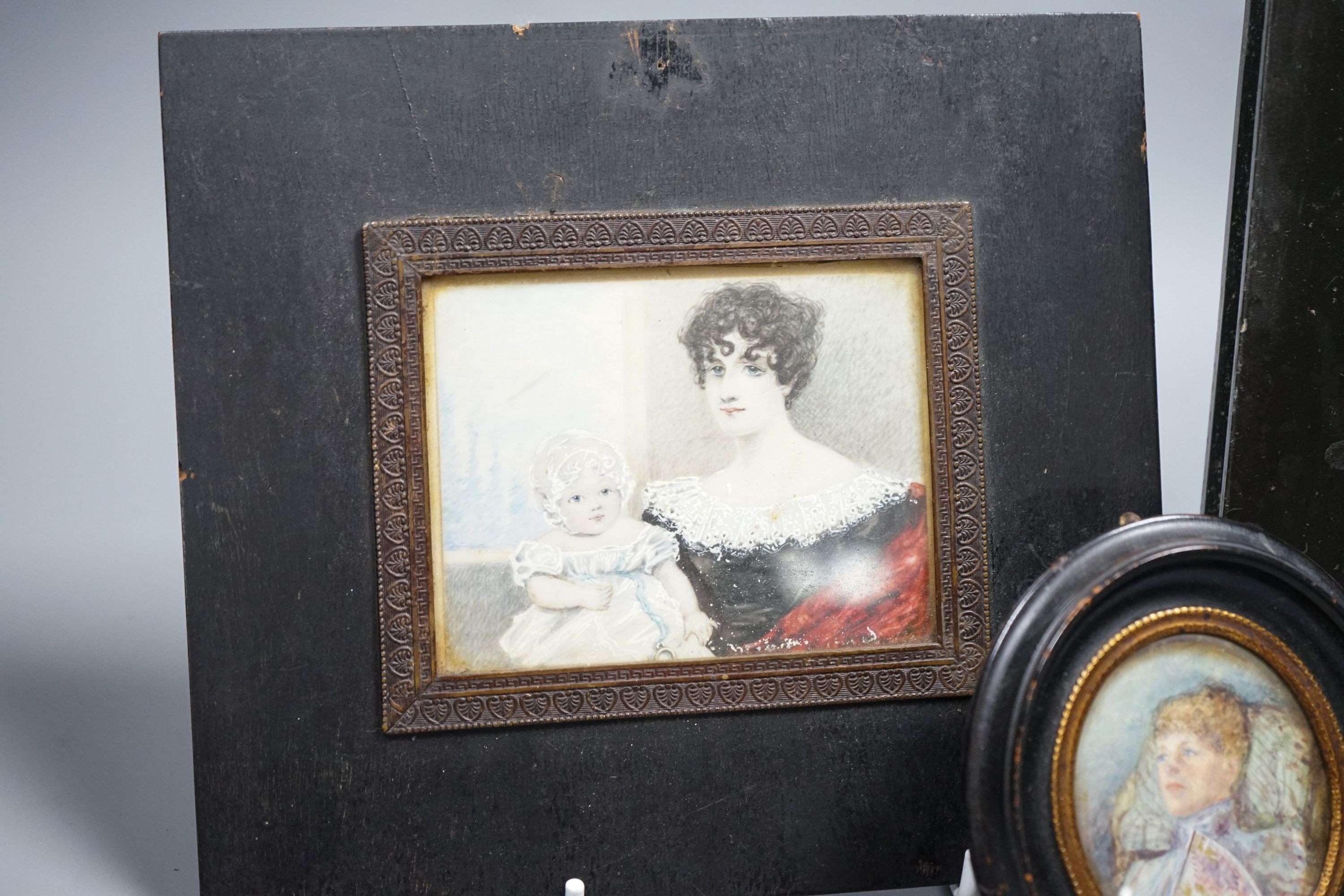 A group of three Victorian framed portrait miniatures